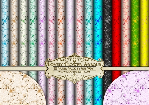 Lovely Flower Arbour 16 Backing Papers Kit