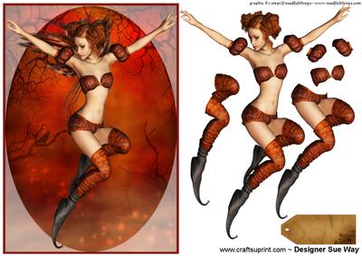 Rust Fairy A5 Card Front Decoupage