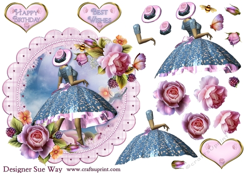 1950s Lady of the Lake Scalloped Round Topper & Decoupage