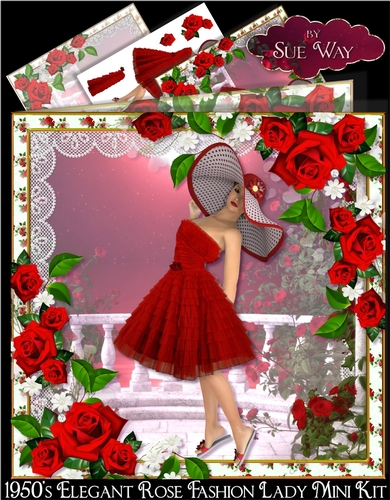 1950s Elegant Rose Fashion Lady Mini Kit