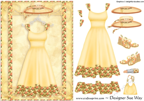 The Lemon Dress ~ Fashion Card Front and Decoupage