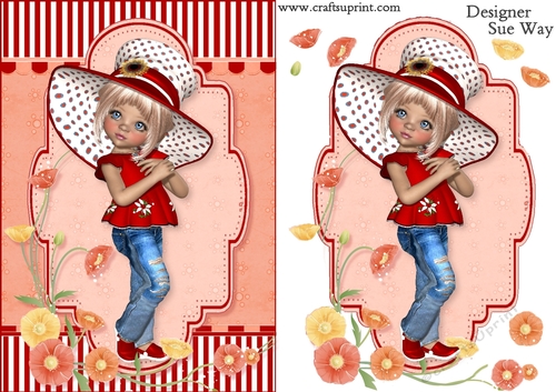 Sweet Little Poppies A5 Card Front & Topper