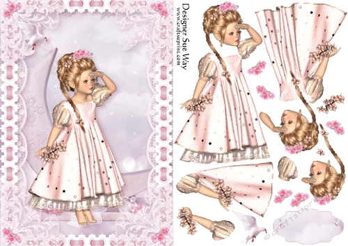 Sweet Little Looking For Dreams A5 Card Front & Decoupage