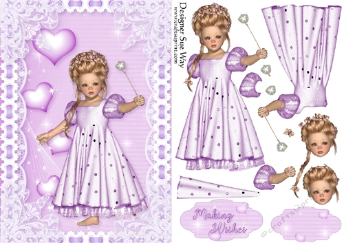 Sweet Little Making Wishes A5 Card Front & Decoupage