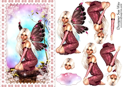 Sweet Little Rock Fairy A5 Card Front & Decoupage
