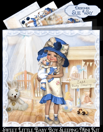 Sweet Little Baby Boy Sleeping Card Mini Kit