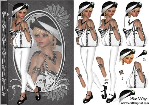 Black and White Fashion Reflections A5 Card Front & Decoupage
