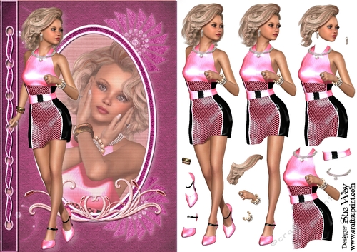 Modern Marilyn Fashion Reflections A5 Card Front & Decoupage