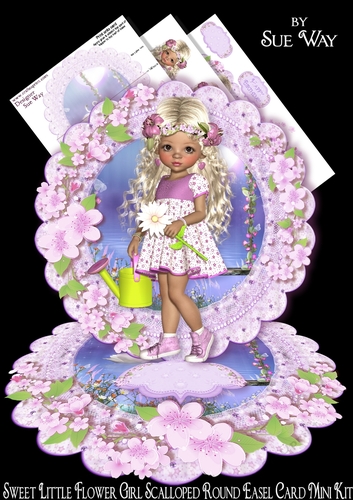 Sweet Little Flower Girl Scalloped Round Easel Card Mini Kit