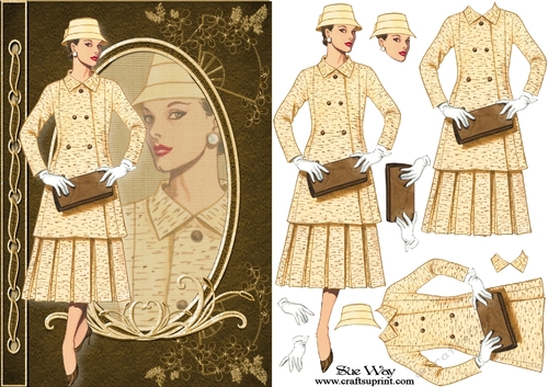 Stylish Coat & Pleats Fashion Reflections Card Front & Decoupage