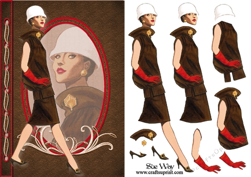 Art Deco Walking Suit Fashion Reflections Card Front & Decoupage