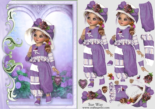 Sweet Little Lilac Flower Garden Card Front & Decoupage