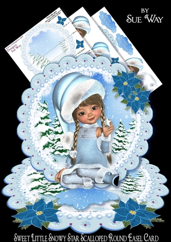 Sweet Little Snowy Star Scalloped Round Easel Card Mini Kit 