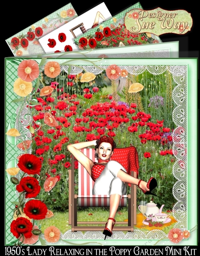1950s Lady Relaxing in the Poppy Garden Mini Kit