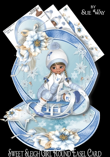 Sweet Sleigh Girl Round Easel Card Mini Kit 