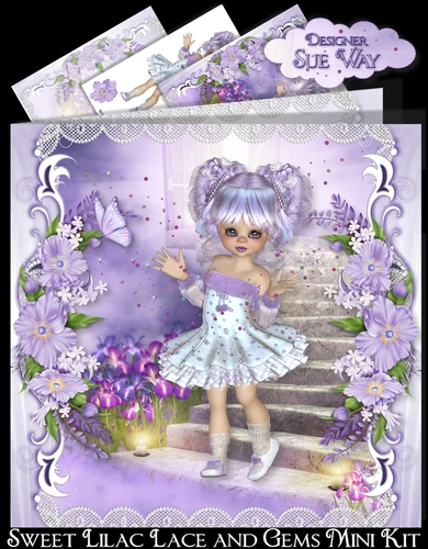 Sweet Lilac Lace and Gems Mini Kit
