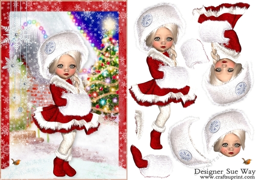Sweet Little Walking in the Snow A5 Card Front & Decoupage