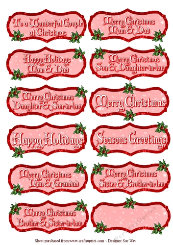 Red Festive Holly Greeting Tags 