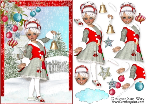 Sweet Little Ringing in the Christmas Cheer A5 Card Front & Decoupage