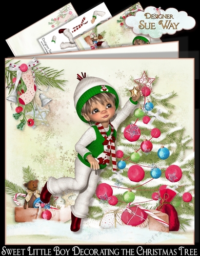Sweet Little Boy Decorating the Christmas Tree Mini Kit 