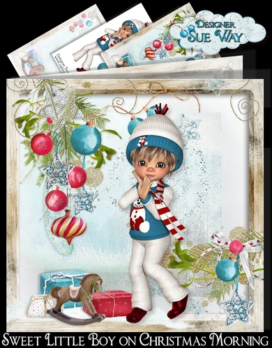 Sweet Little Boy on Christmas Morning Card Mini Kit