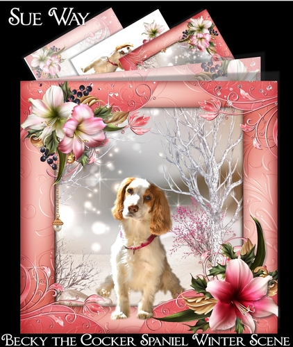 Becky the Cocker Spaniel Winter Scene Mini Kit