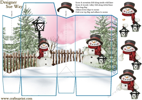 Pink Snowman Snowy Scene Pinch Bag