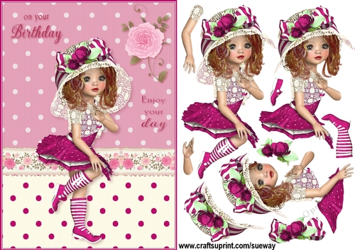 Sweet Little Dressed to Impress A5 Card Front & Decoupage