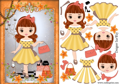 Retro Fashionista Shopping Spree A5 Card Front & Decoupage