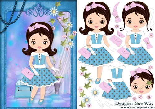 Retro Fashionista! Goes Shopping A5 Card Front & Decoupage