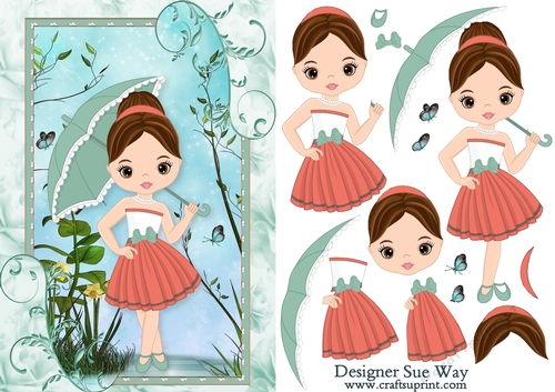 Retro Fashionista In the Garden A5 Card Front & Decoupage
