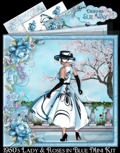 1950s Lady & Roses in Blue Mini Kit