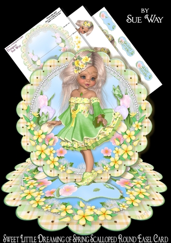 Sweet Little Dreaming of Spring Scalloped Round Easel Card Mini Kit