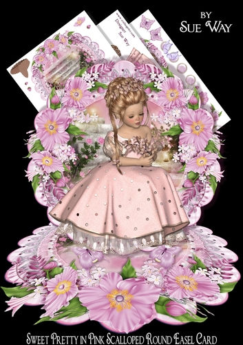 Sweet Pretty in Pink Scalloped Round Easel Card Mini Kit