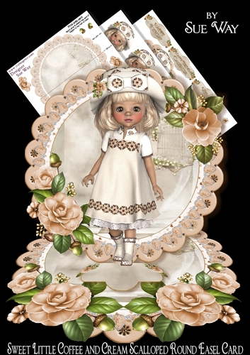 Sweet Little Coffee and Cream Scalloped Round Easel Card Mini Kit 