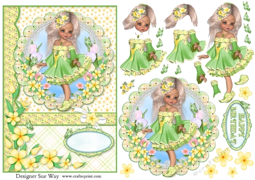 Sweet Little Dreaming of Spring A5 Card Front, Topper & Decoupage