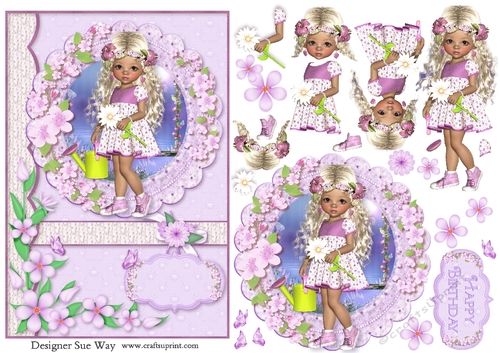 Sweet Little Flower Girl  A5 Card Front, Topper & Decoupage