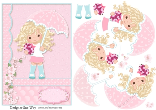 Sweet Little April A5 Card Front, Topper & Decoupage