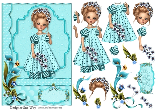 Sweet Little Jade A5 Card Front, Topper & Decoupage