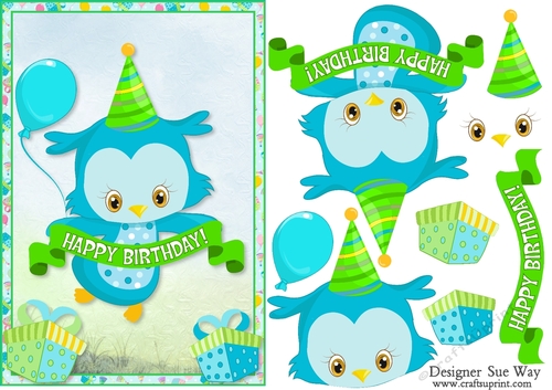 Happy Birthday Boy Owl A5 Topper & Decoupage