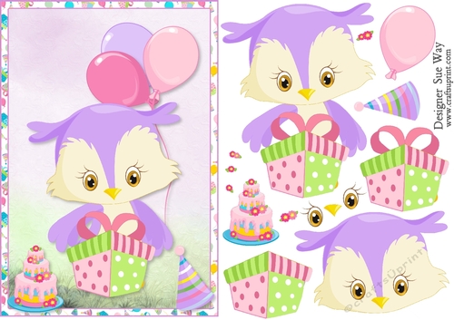 Birthday Girl Owl A5 Topper & Decoupage