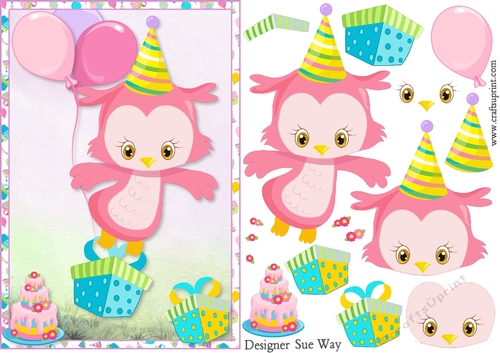 Birthday Delivery Owl A5 Topper & Decoupage