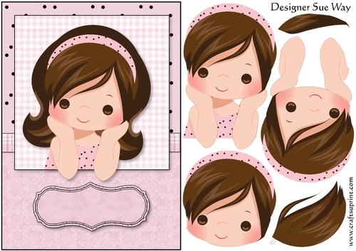 Pink Window Girl A5 Card Topper & Decoupage