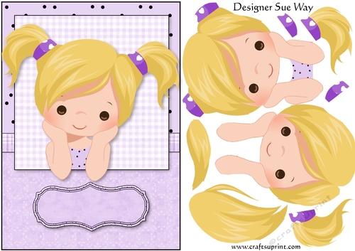 Lilac Window Girl A5 Card Topper & Decoupage
