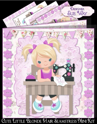 Cute Little Blonde Hair Seamstress Mini Kit 