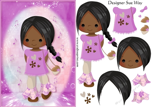 Cute Little Fesival Chic A5 Card Front & Decoupage Ethnic