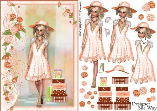 Sweet Little Loves to Shop A5 Card Front Topper & Decoupage