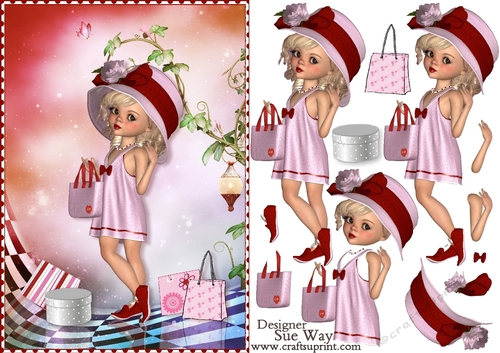 Sweet Little Red Shoes and Lippy A5 Card Front & Decoupage