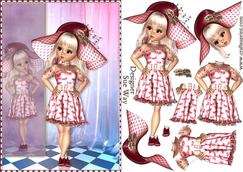 Sweet Little Fashion Reflection A5 Card Front & Decoupage