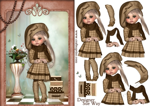 Sweet Little Fashion Pose A5 Card Front & Decoupage 